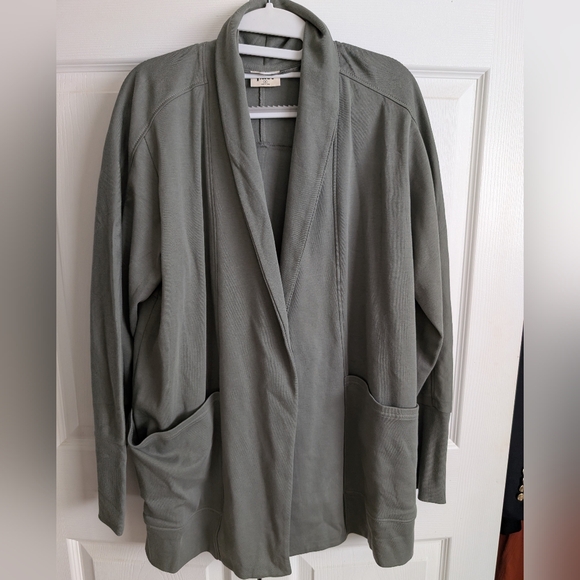 PACT Organic Cotton Shawl Collar Cardigan Moss Green Size Medium - Picture 2 of 7